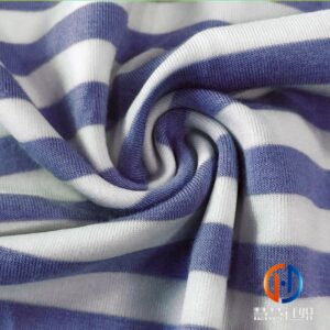 32s Polyester Yarn Dyed Stripe Single Jersey Knit Fabric For T-Shirt